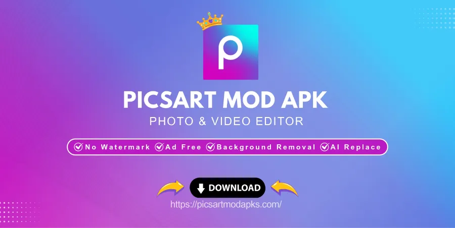 Download Picsart MOD APK and enjoy features like no watermarks,, background removal, and AI replace